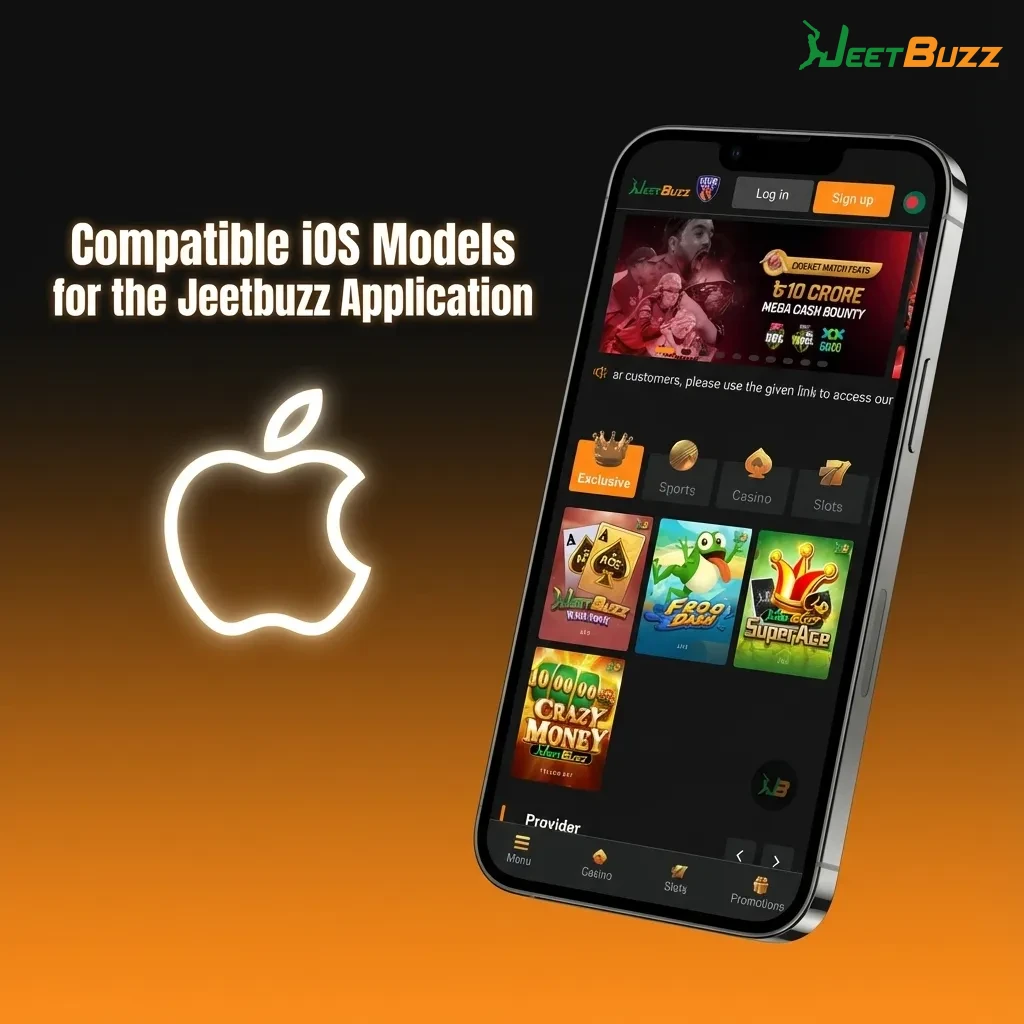 Graphic listing compatible iPhone X to 15 series and recent iPads in India for the Jeetbuzz iOS app