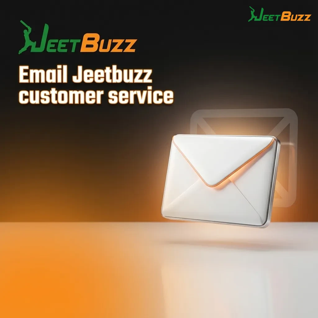 Illustration of a user composing a detailed email with attachments to Jeetbuzz customer support on a laptop screen