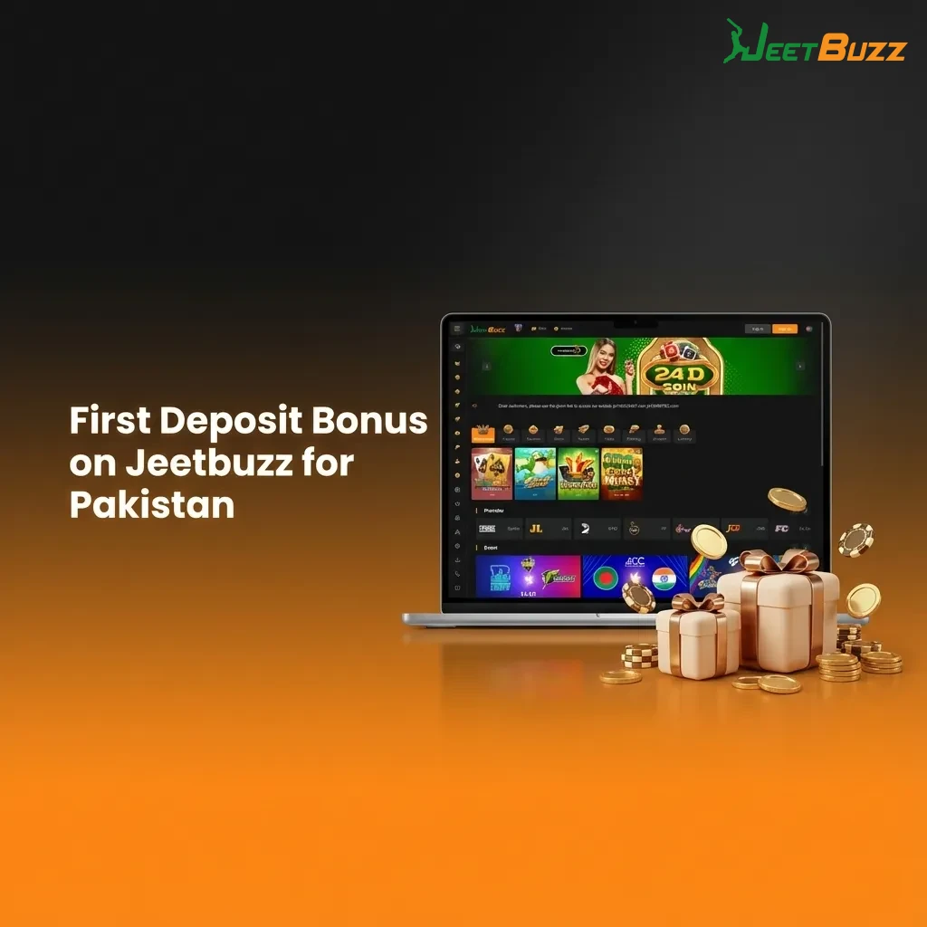 Jeetbuzz Pakistan promo banner highlighting first deposit bonus with 7 free spins, 25% casino cashback, and 50% sports refund