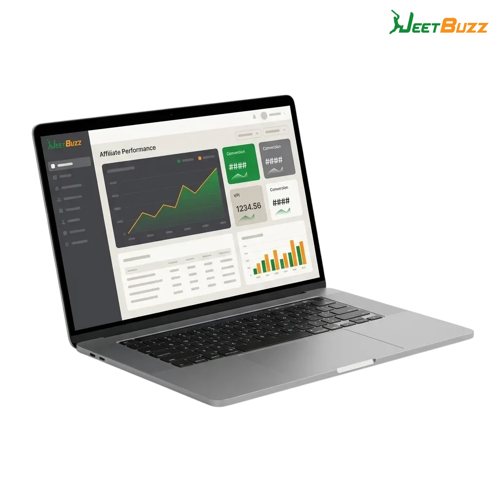 Indian Jeetbuzz affiliate landing page promoting commissions, stats, and payouts for betting traffic monetization