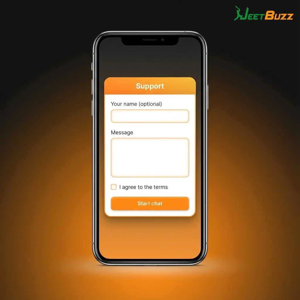 iPhone screen showing Jeetbuzz app login steps with phone number and password fields highlighted
