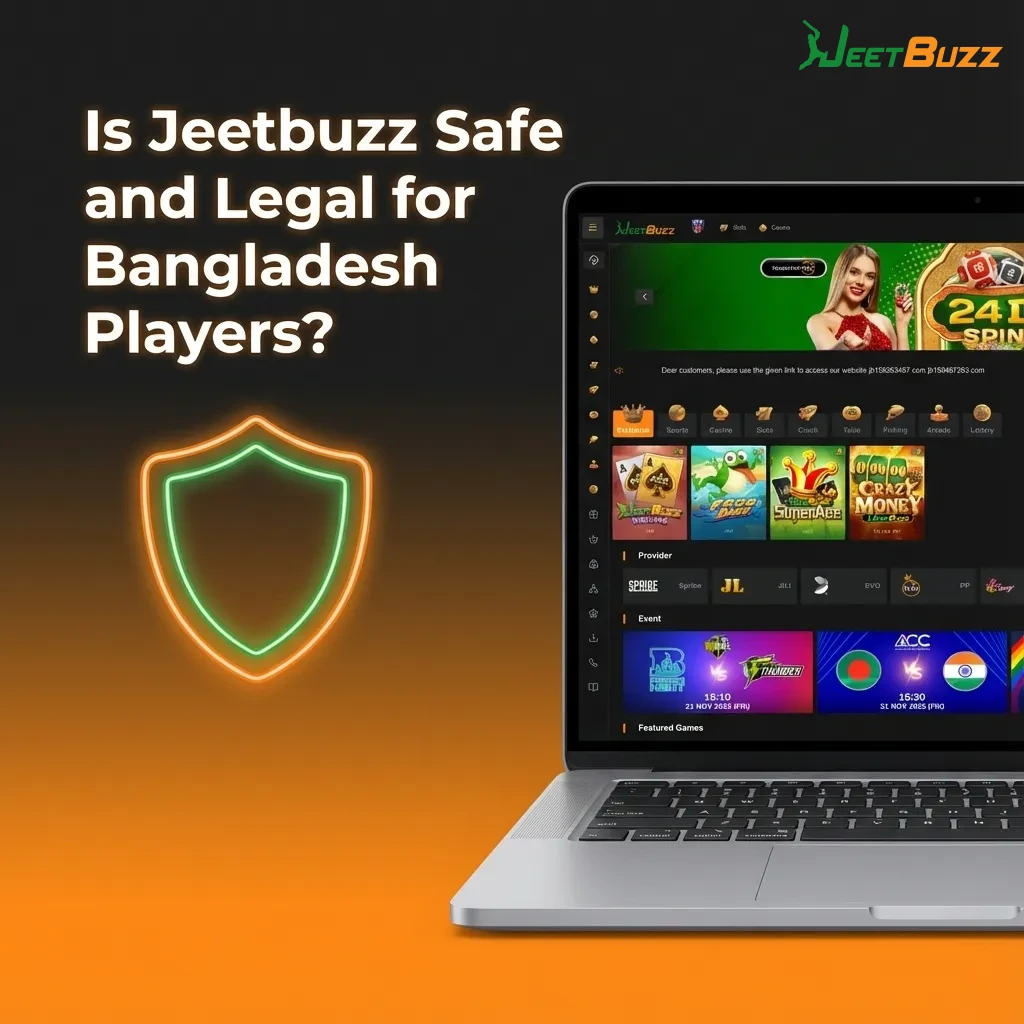 Illustration about Jeetbuzz safety for Bangladeshi players, highlighting offshore license, privacy, and responsible gambling tools.