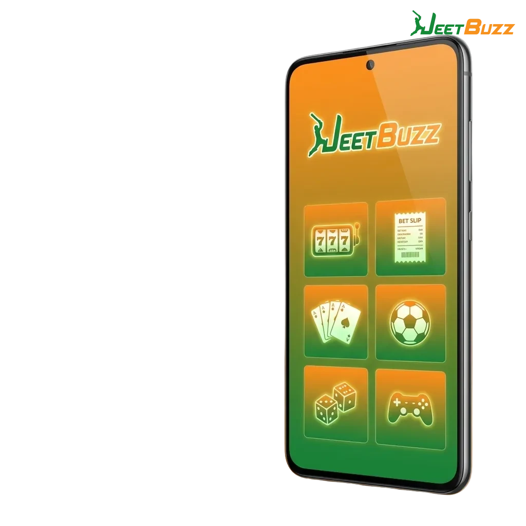 Person using Jeetbuzz Android app on smartphone to place sports bets and play online casino games over the internet