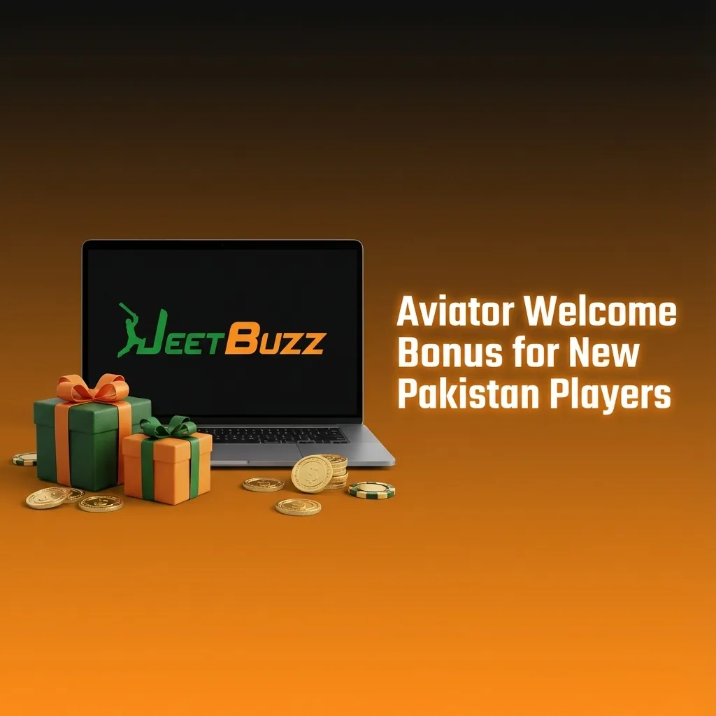 Colorful Aviator welcome bonus banner for new Pakistan players, showing spins, cashback, sports refund and PKR deposit steps