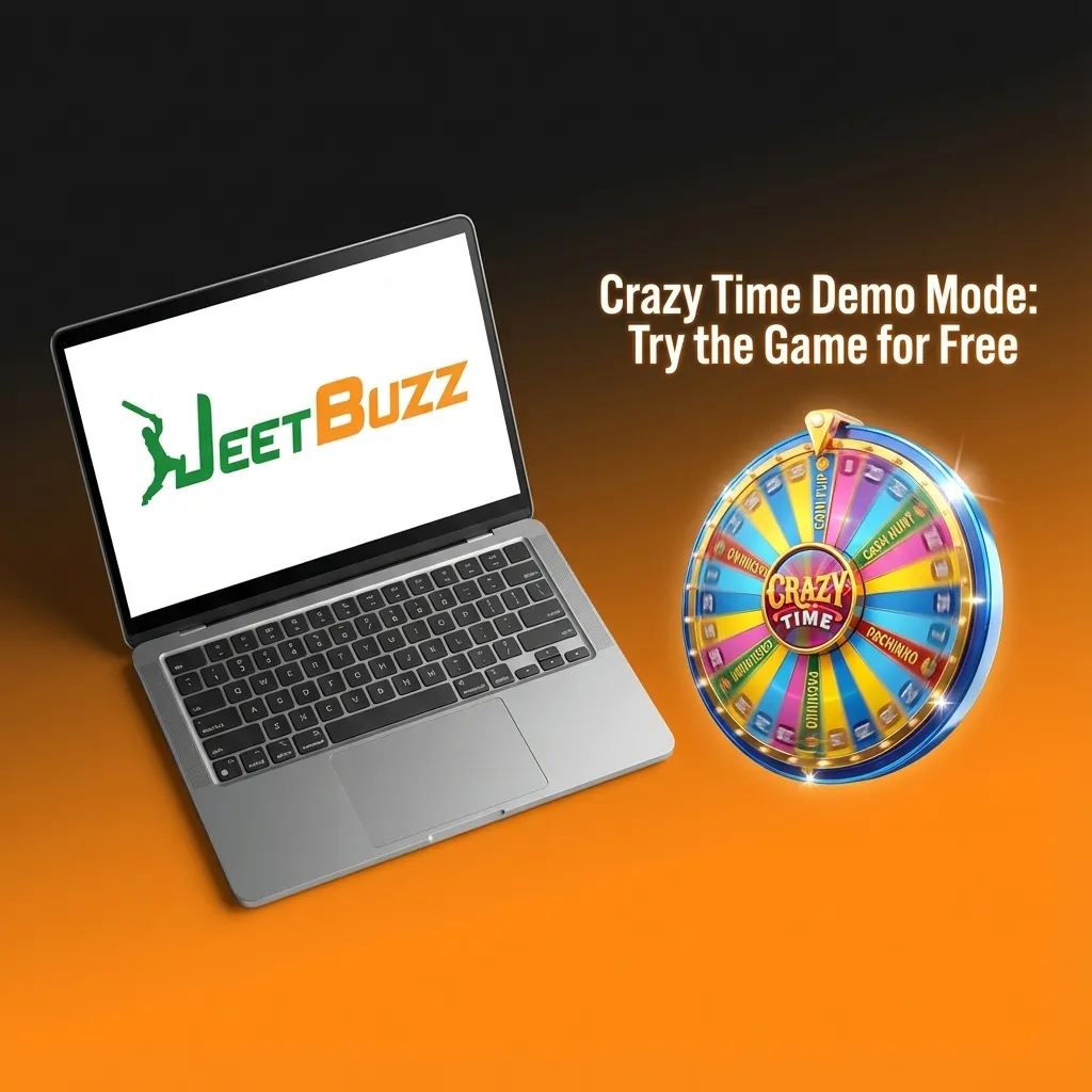 Crazy Time demo mode on Jeetbuzz showing game wheel, betting layout, stats, and play-money balance for practice play