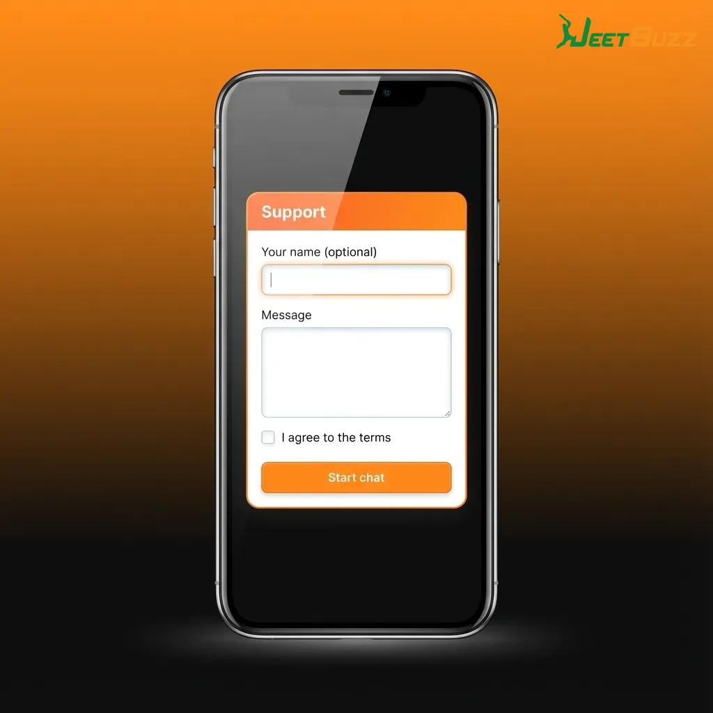 Infographic showing Jeetbuzz mobile support channels in Pakistan: live chat, email, help centre/FAQ, and social media options