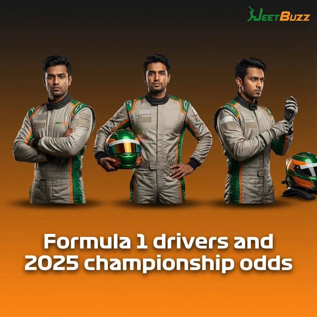 Table of 2025 F1 teams, drivers and sample Jeetbuzz championship odds for Red Bull, Mercedes, Ferrari and others