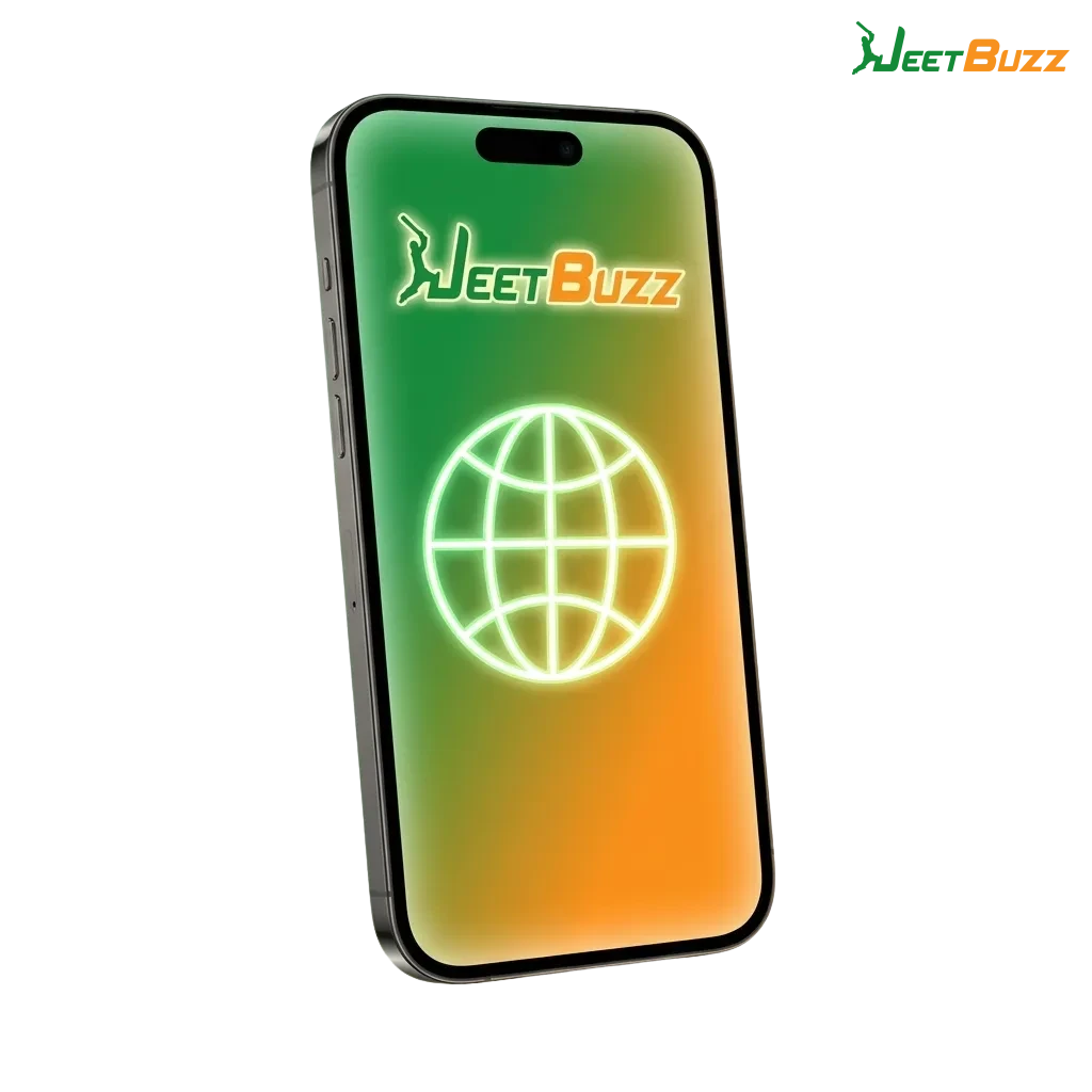 Jeetbuzz mobile web app on a smartphone screen, promoting Taka betting and welcome bonuses for Bangladesh players
