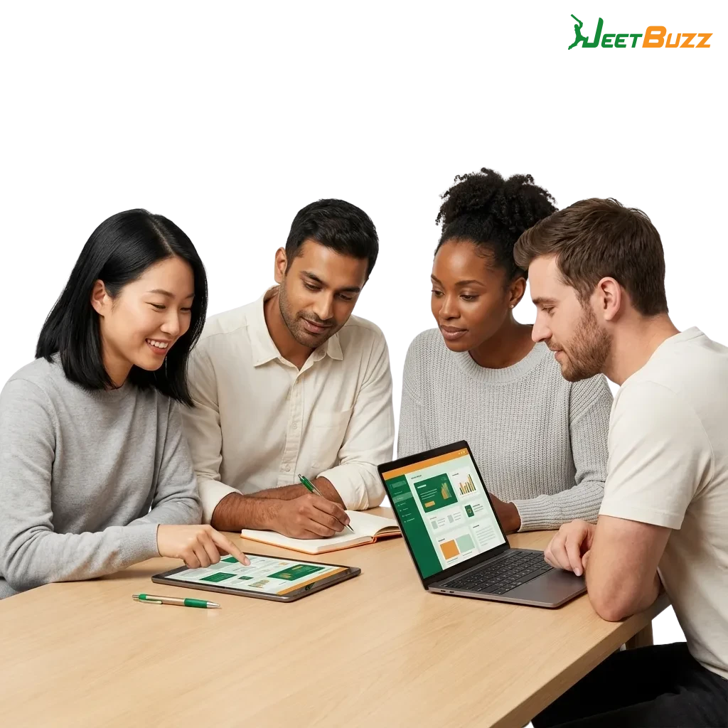 Jeetbuzz Indian betting app interface showing sports, casino games, bonuses, and secure payment icons on a smartphone screen