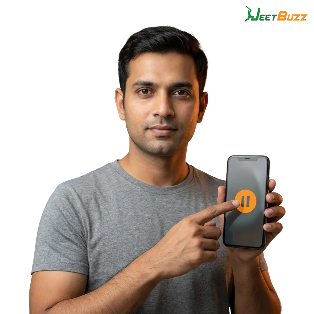 Illustration promoting responsible gaming on Jeetbuzz with icons of time, money, and safety tools for player wellbeing