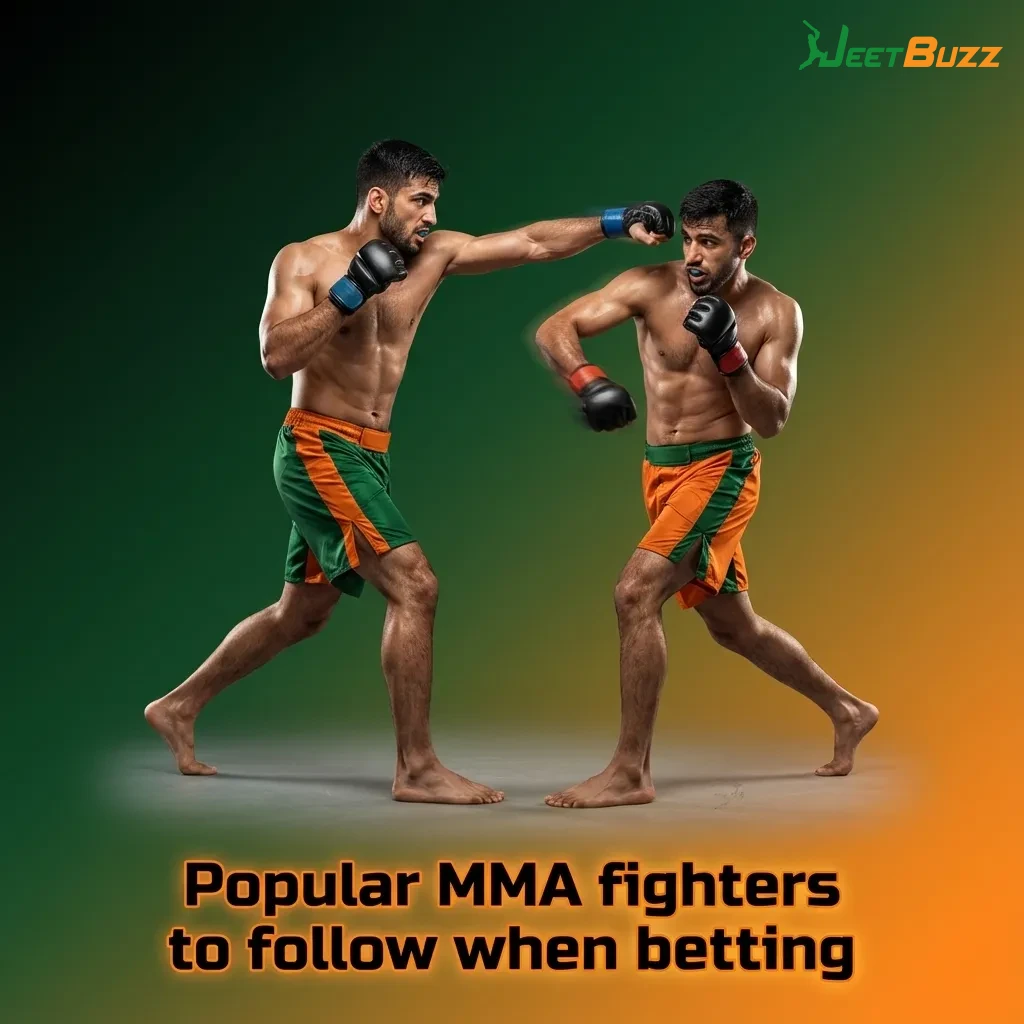 Collage of famous MMA fighters with their names, highlighting popular betting choices on major fight cards.