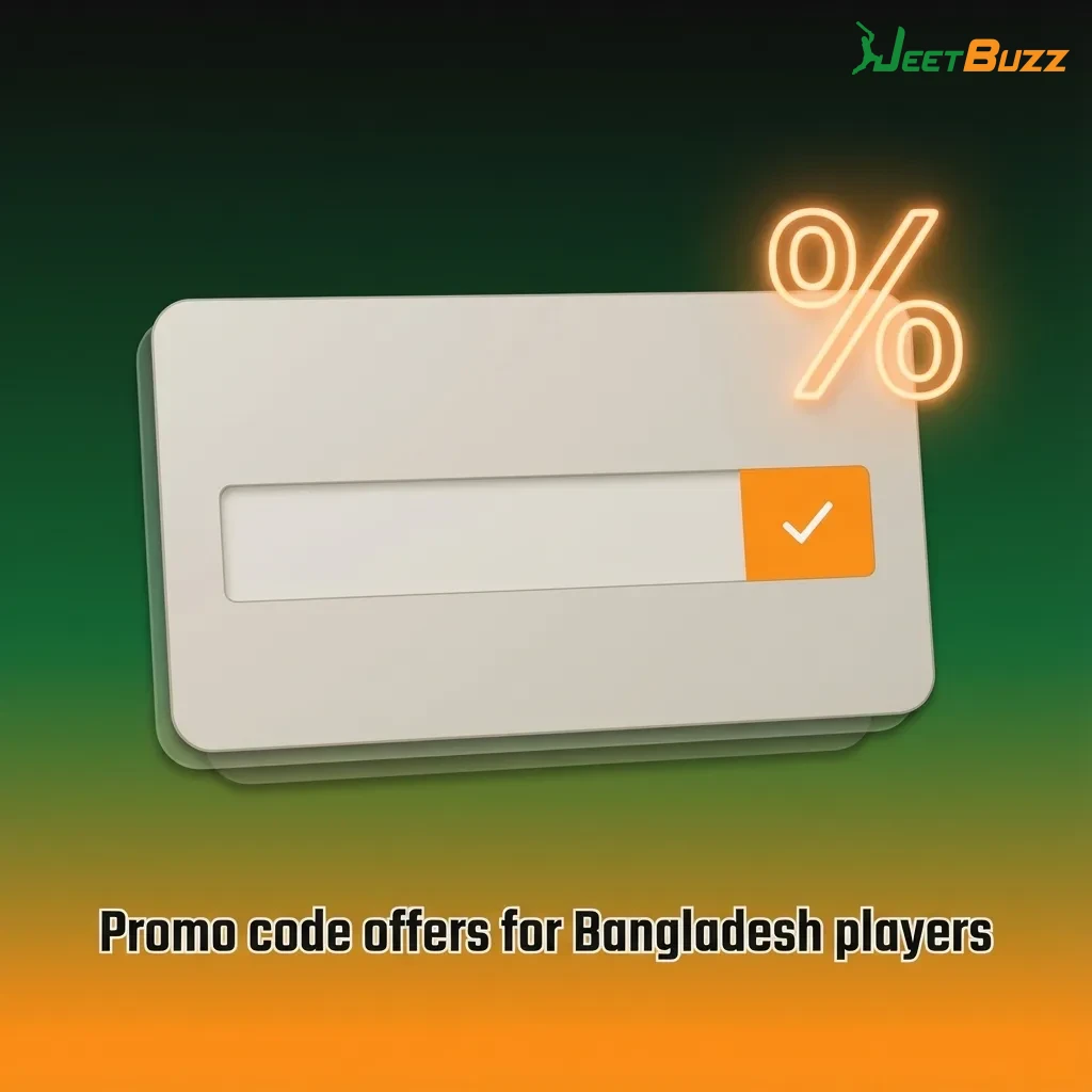 Graphic showing Bangladesh promo codes JB7SPINS, JB25BACK, JB50SPORT with casino, live casino and sports bonus details