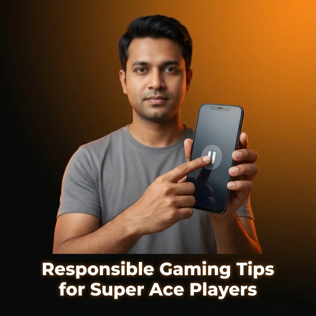 Illustration of Super Ace player setting budgets and limits on a mobile game, promoting safe and responsible gaming