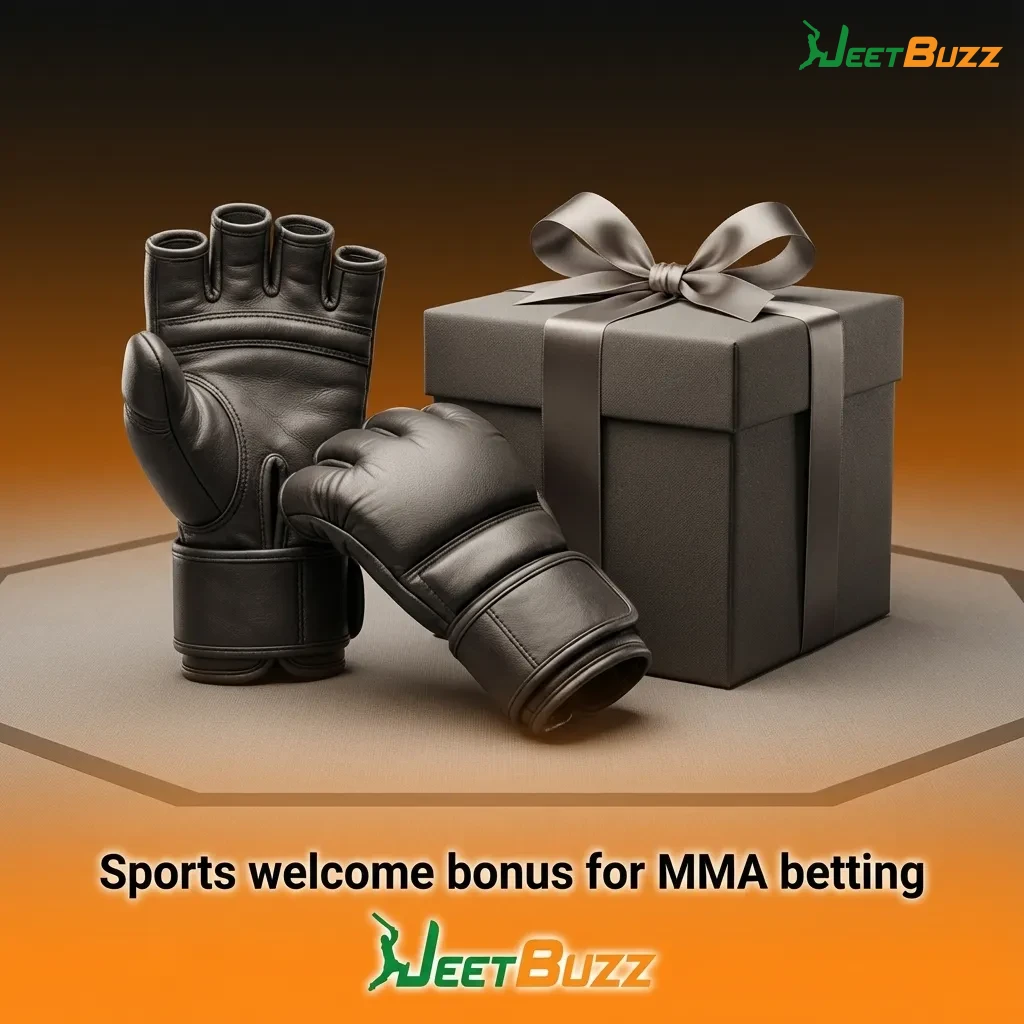 Banner promoting a sports welcome bonus for new MMA bettors, with Jeetbuzz branding and terms and conditions disclaimer