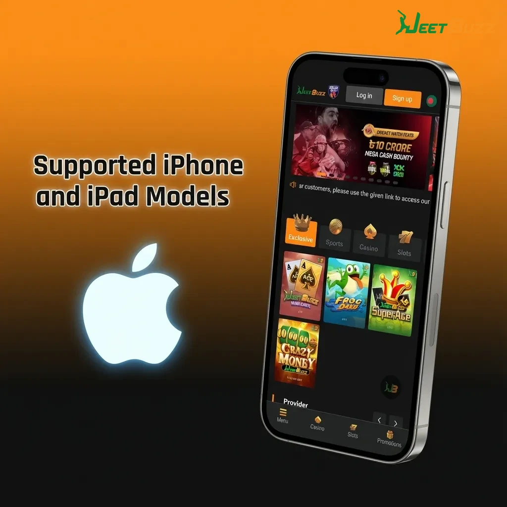 Illustration of supported iPhone and iPad models that run the Jeetbuzz mobile site smoothly