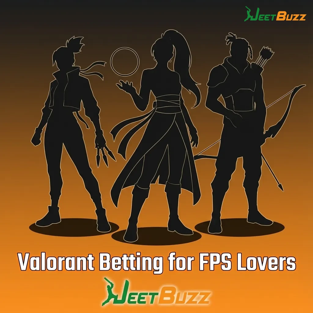 Valorant betting promo graphic showing agents in action, betting odds, and tournament logos for VCT and Game Changers