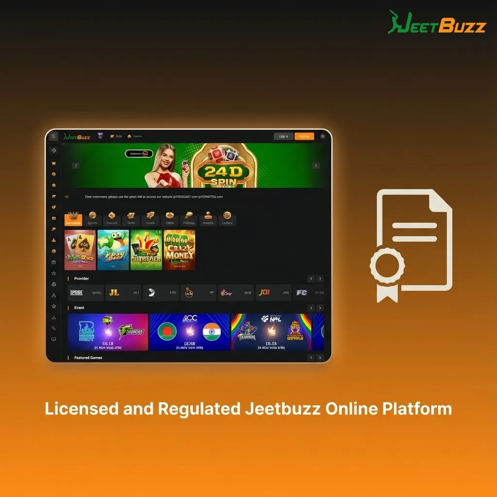 Jeetbuzz website homepage highlighting its licensed and regulated online betting platform for Bangladesh users