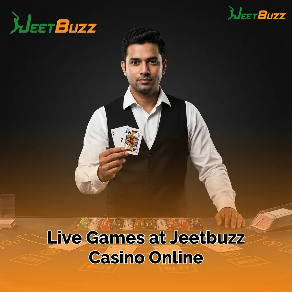 Jeetbuzz live casino lobby with roulette wheel, card tables and dealers streaming various games on screens
