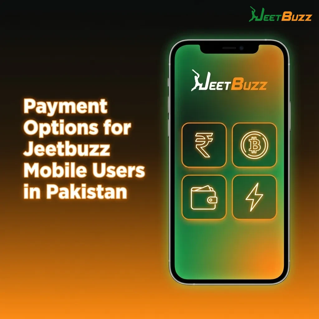 Graphic showing Jeetbuzz Pakistan payment options: Easypaisa, JazzCash, Visa, and Mastercard for PKR deposits and withdrawals