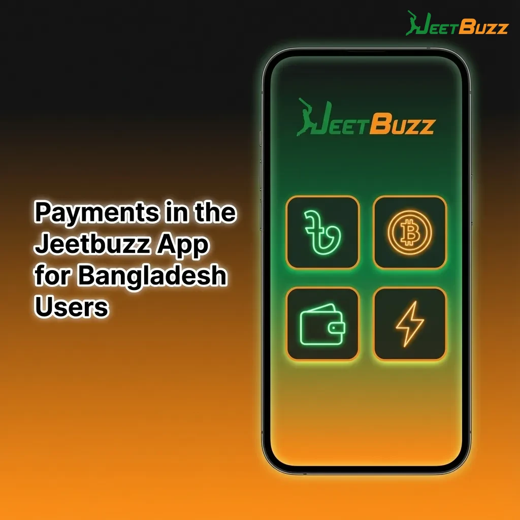 Jeetbuzz app screen showing Bangladesh payment options: bKash, Rocket, Nagad, local bank transfer, and cards.