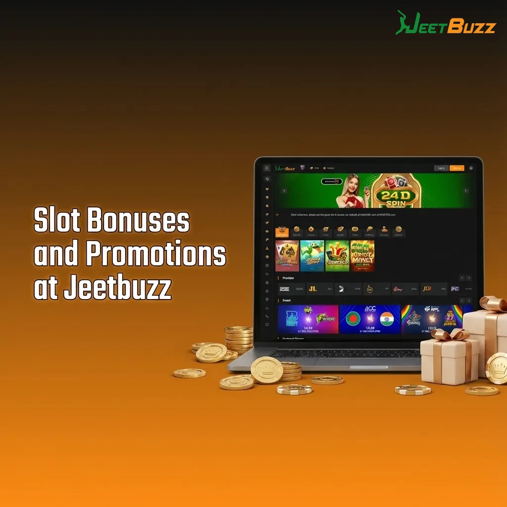 Colorful Jeetbuzz slot machine interface with bonus banners for welcome, reload, cashback and loyalty promotions