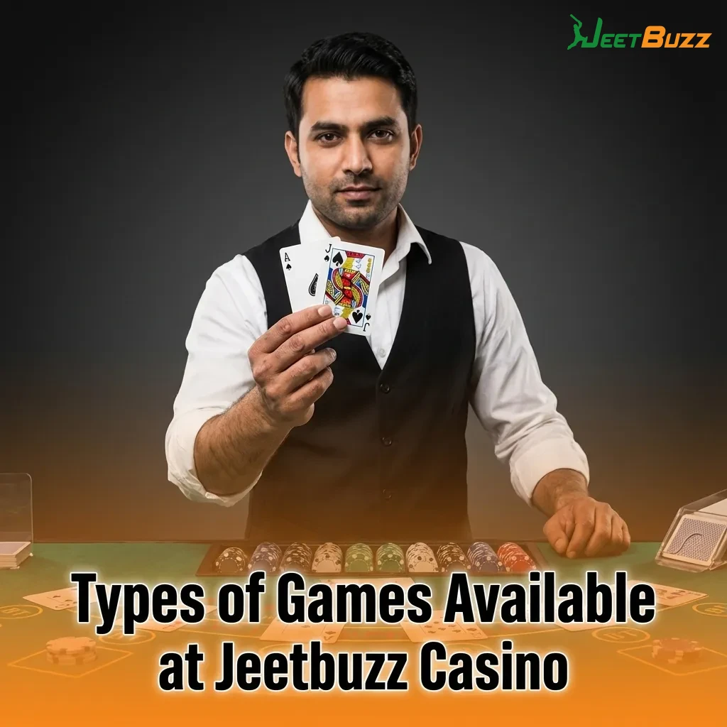 Jeetbuzz Casino promo graphic showing slots, crash, table, jackpot, and desi card games for Pakistan players