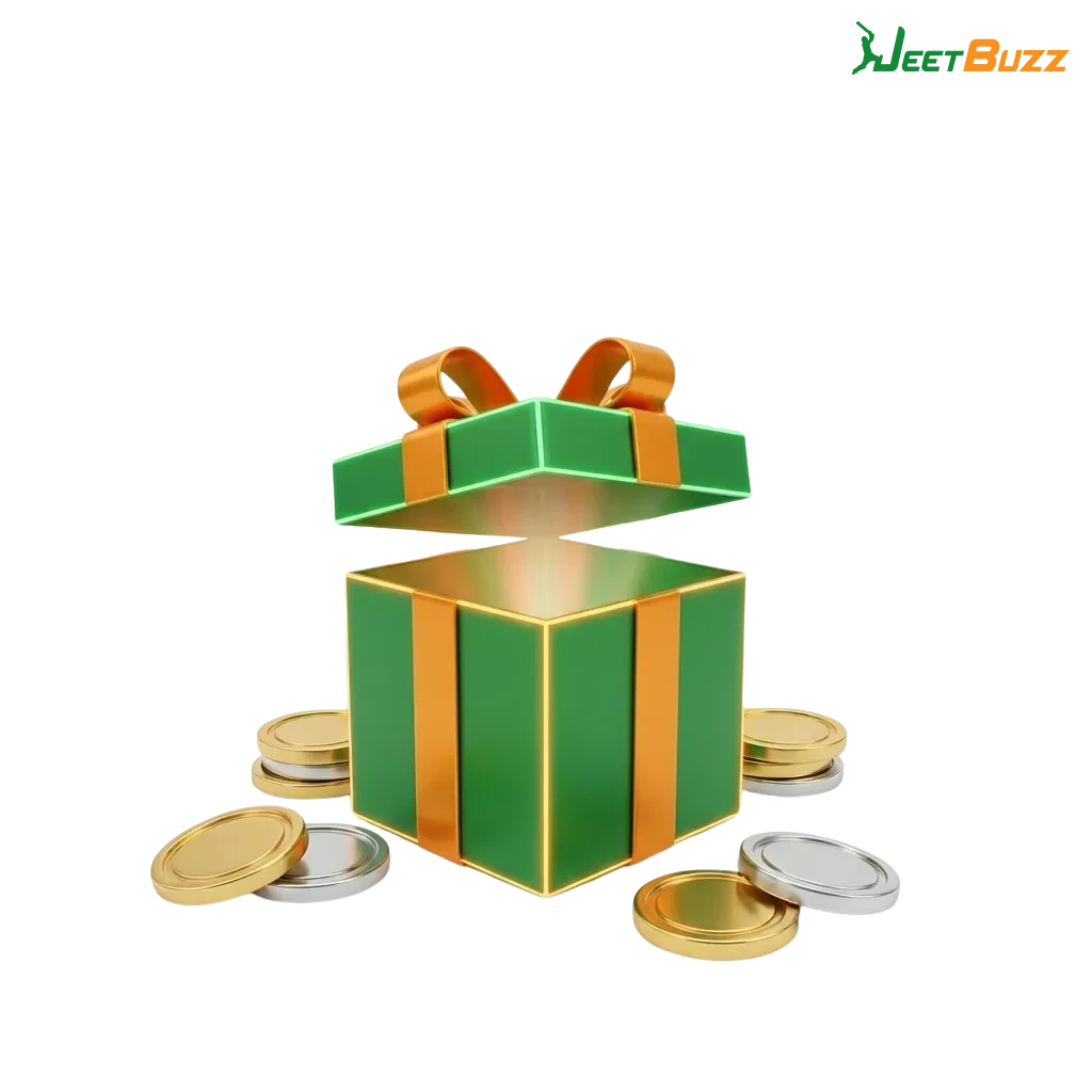 Graphic explaining Jeetbuzz welcome bonus: free spins, live casino cashback, and sports refund for new players after first deposit