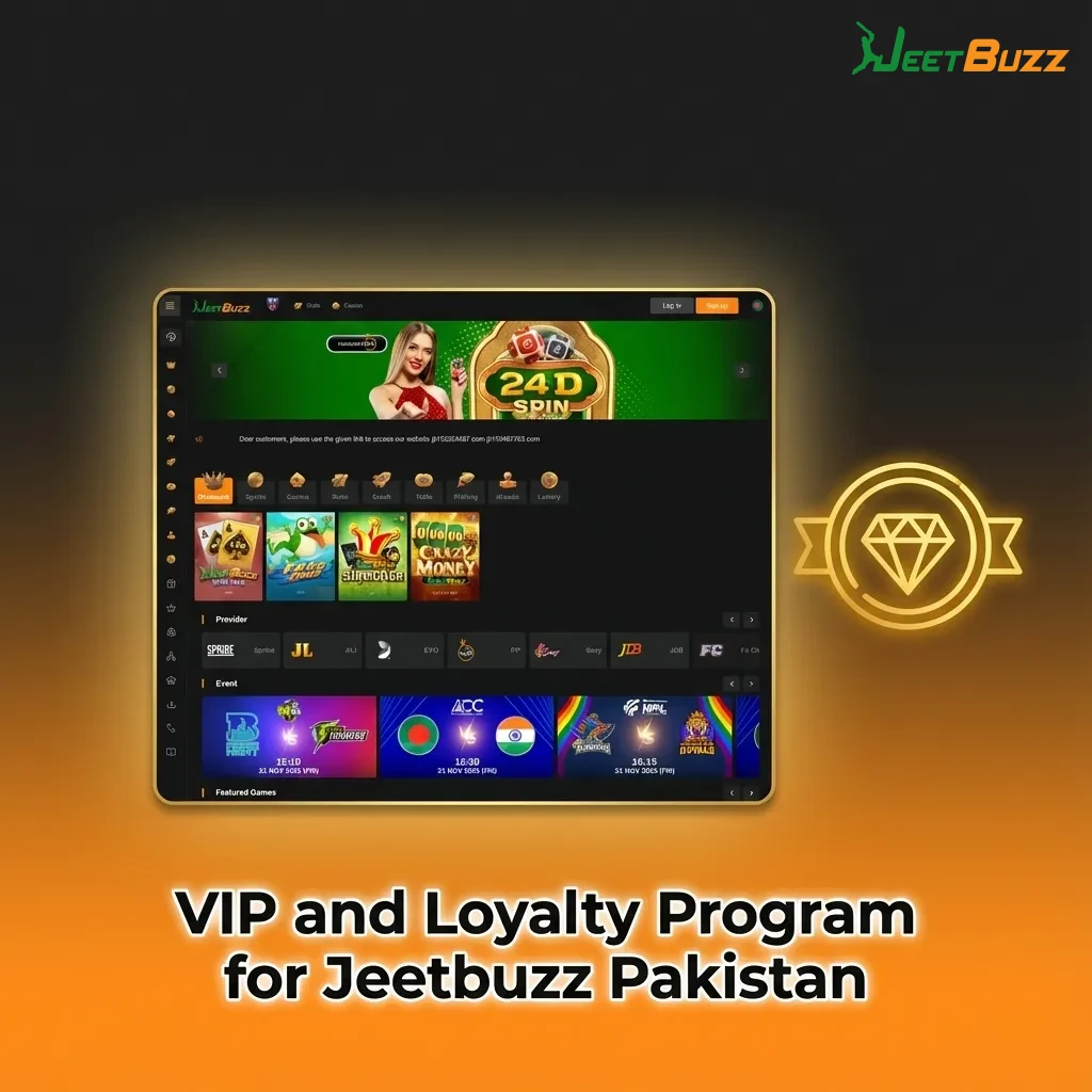 VIP and Loyalty Program for Jeetbuzz Pakistan showing tiered levels, cashback, tournaments, and rewards for frequent players