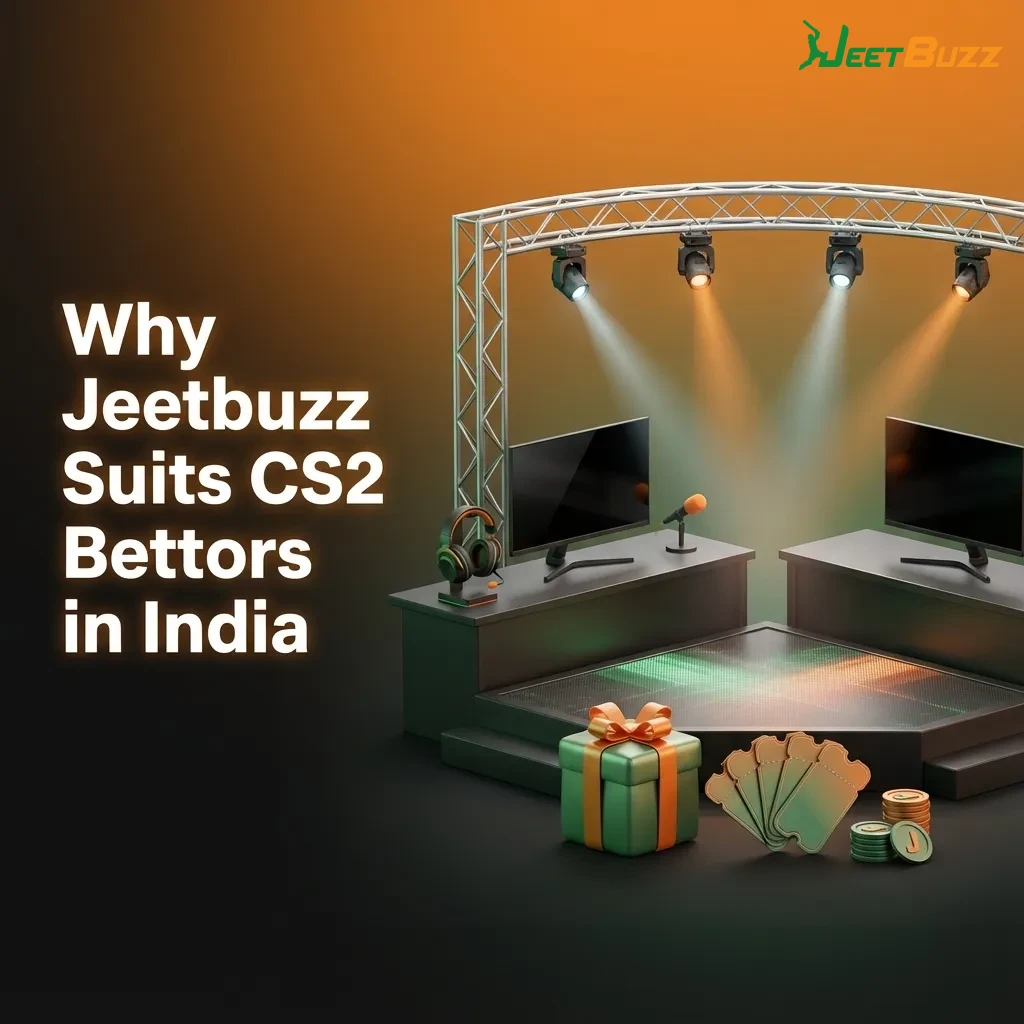 Banner showing Jeetbuzz CS2 betting in India with promos, INR payments, mobile app, 24/7 support, and competitive odds