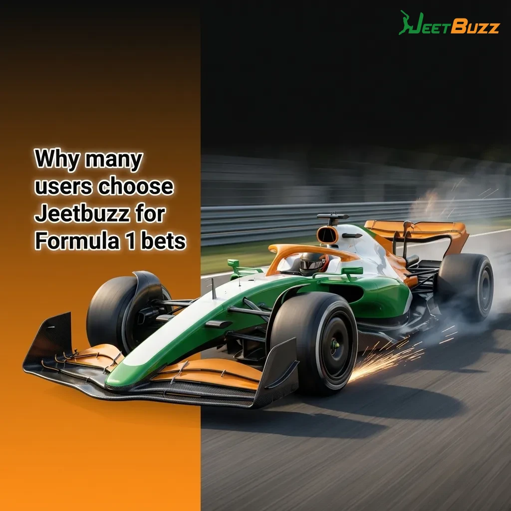 Infographic titled “Why many users choose Jeetbuzz for F1 bets” highlighting markets, live odds, cash out, app, and Bangladeshi banking