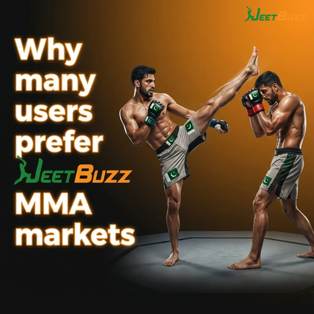 Jeetbuzz MMA betting interface showing wide fight coverage, live odds, cash out options, filters, and responsible betting tools