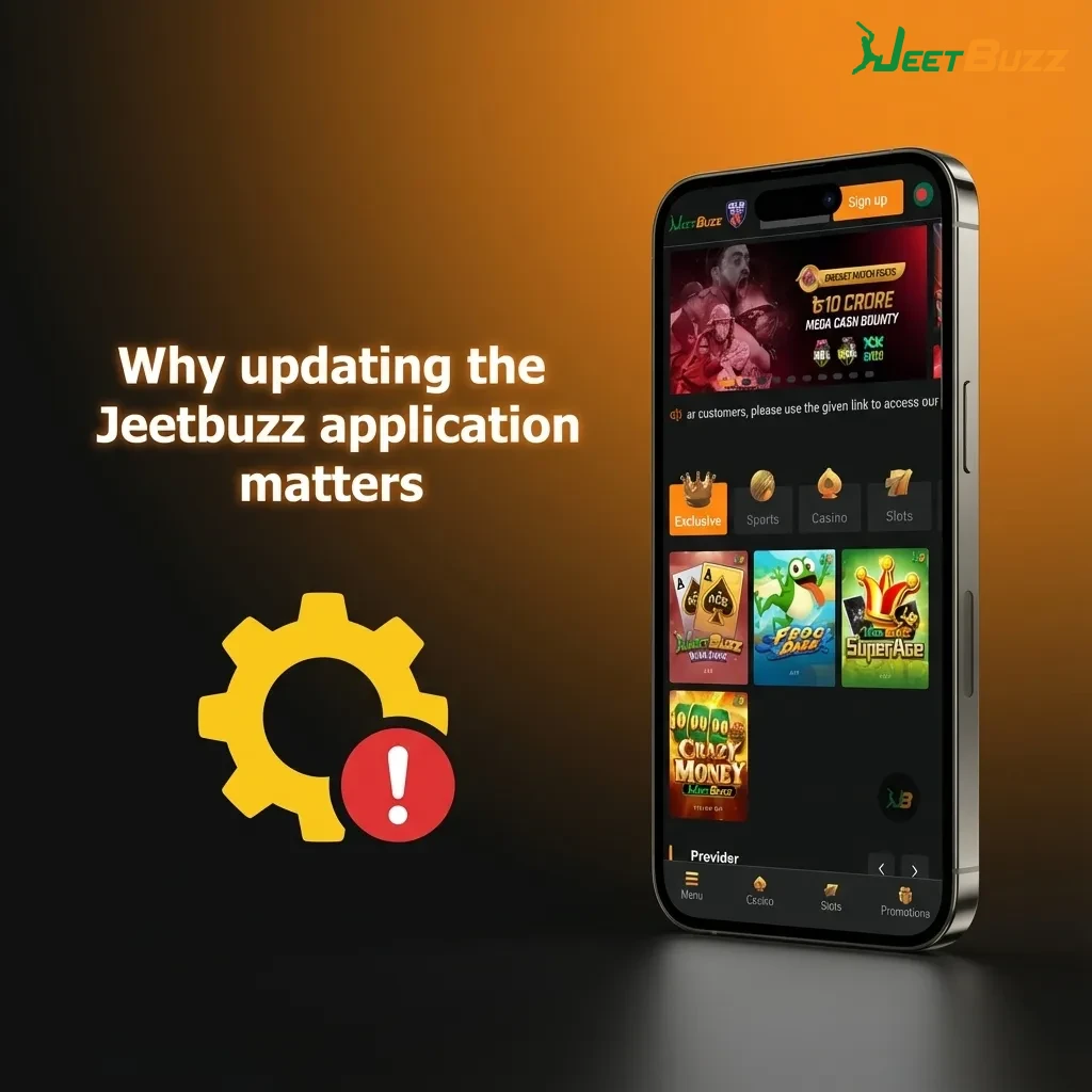 Illustration promoting Jeetbuzz app updates for better security, payment reliability, and smoother live betting on mobile devices